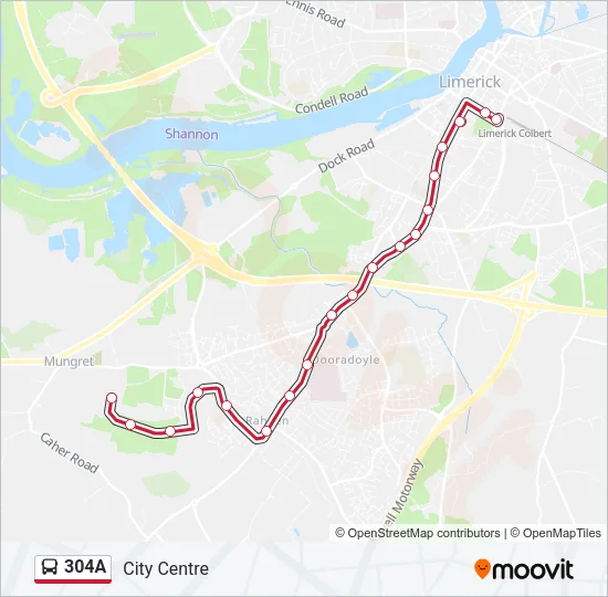 304A Bus Line Map