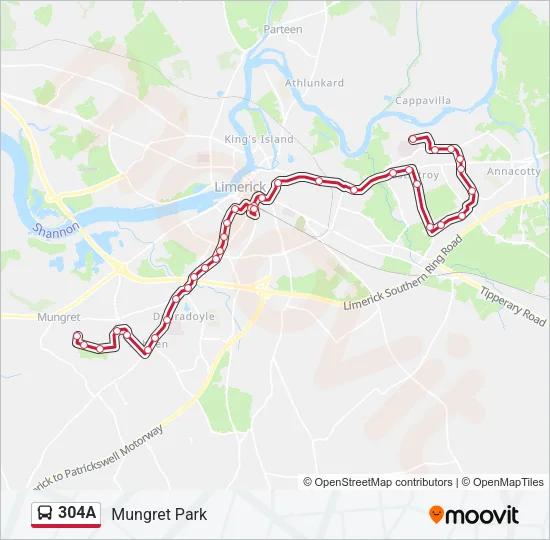 304A Bus Line Map
