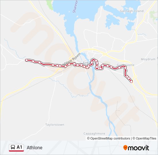 Plan de la ligne A1 de bus