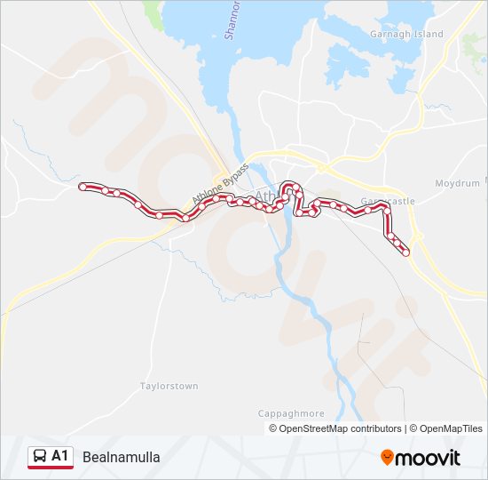 Plan de la ligne A1 de bus