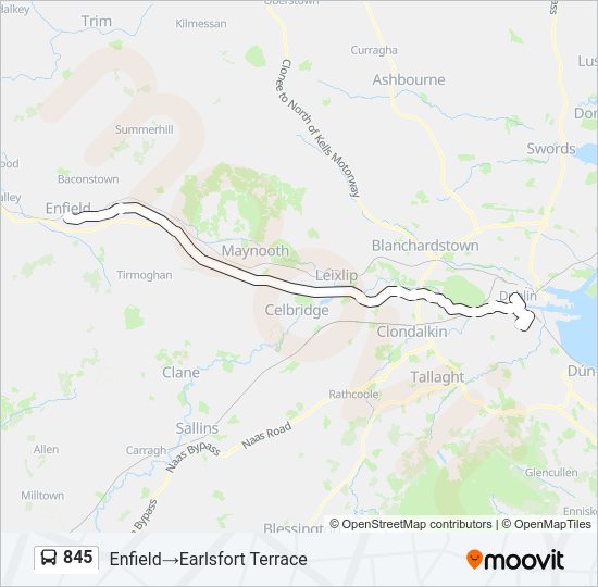 845 Bus Line Map