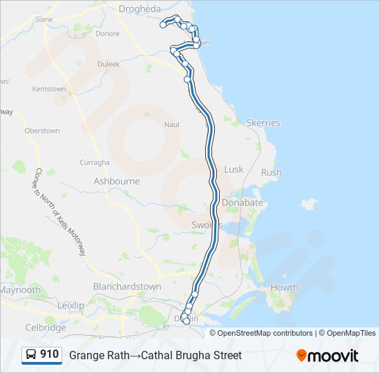 Plan de la ligne 910 de bus