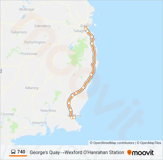 Plan de la ligne 740 de bus