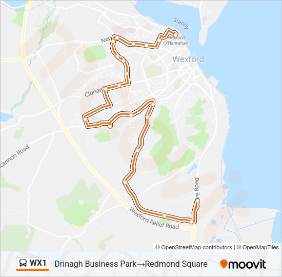 WX1 Bus Line Map