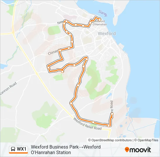WX1 Bus Line Map