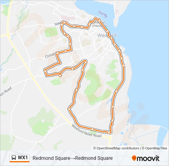 WX1 Bus Line Map