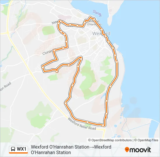 WX1 Bus Line Map
