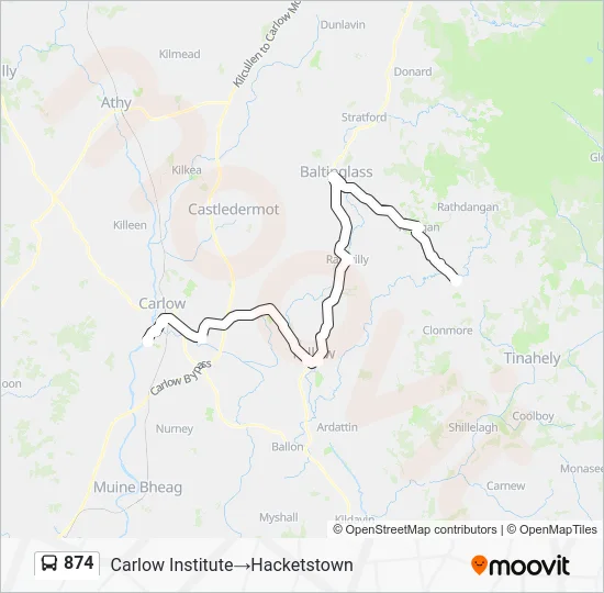 Plan de la ligne 874 de bus