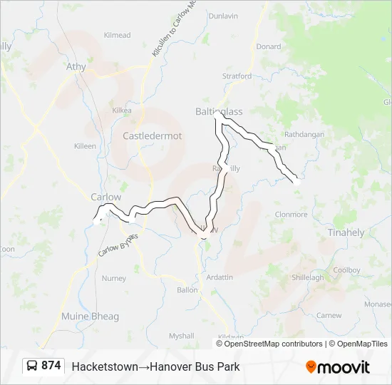 Plan de la ligne 874 de bus