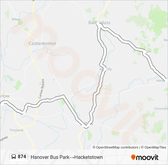 Plan de la ligne 874 de bus