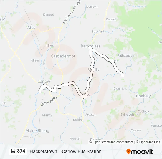 Plan de la ligne 874 de bus