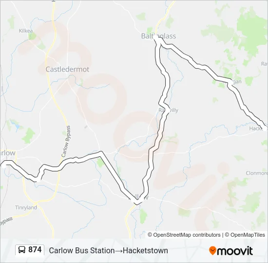 Plan de la ligne 874 de bus