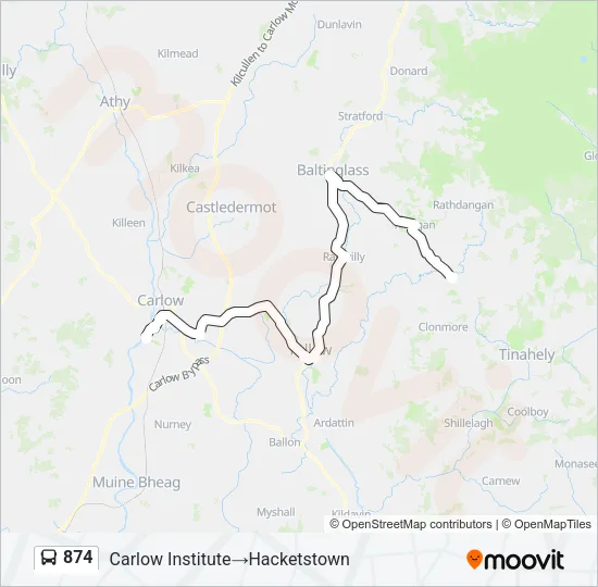 Plan de la ligne 874 de bus