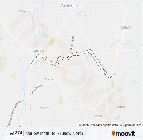 Plan de la ligne 874 de bus