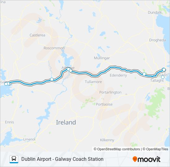 DUBLIN AIRPORT - GALWAY COACH STATION bus Line Map