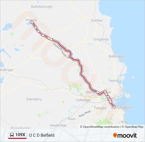 109X bus Line Map