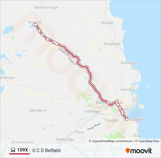 109X Bus Line Map