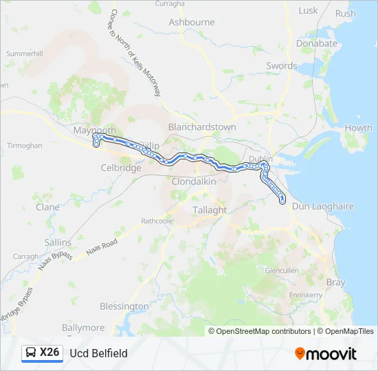 X26 Bus Line Map