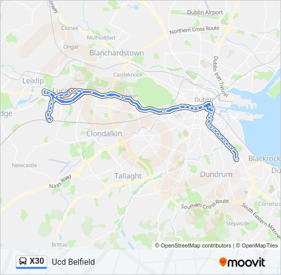 X30 Bus Line Map