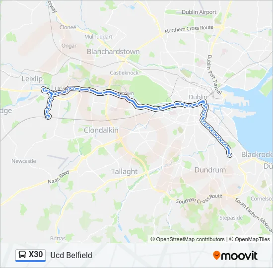 X30 Bus Line Map