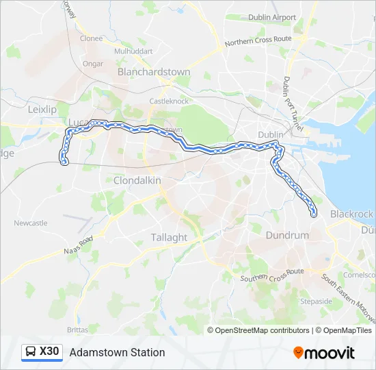 X30 Bus Line Map