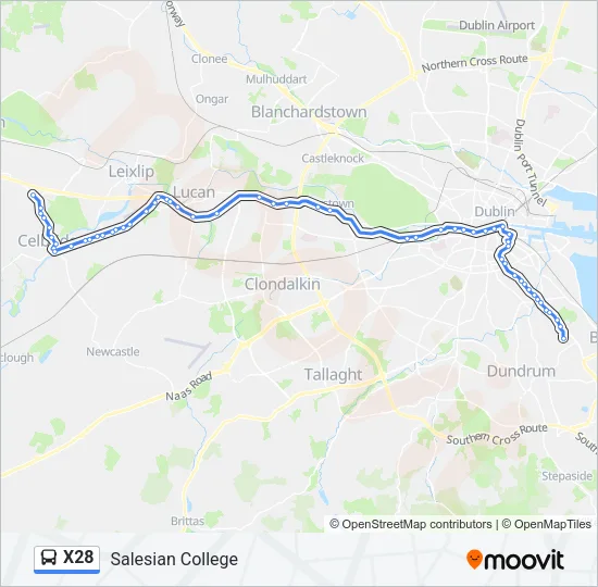 X28 Bus Line Map
