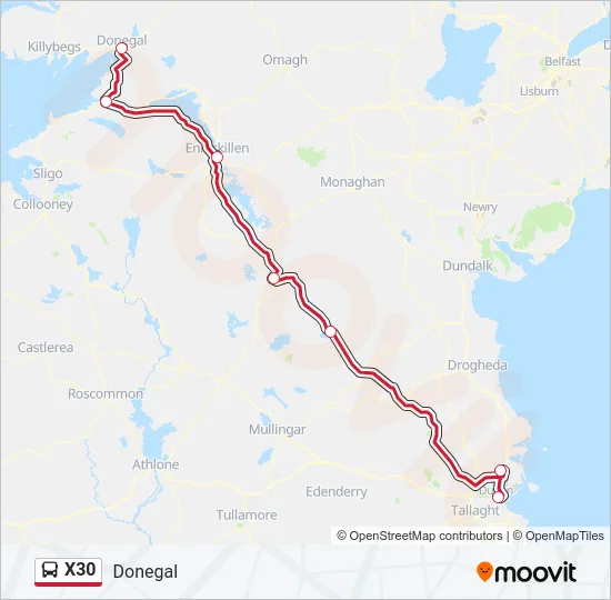 X30 Bus Line Map