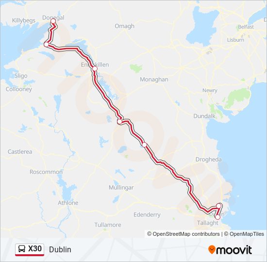 X30 bus Line Map