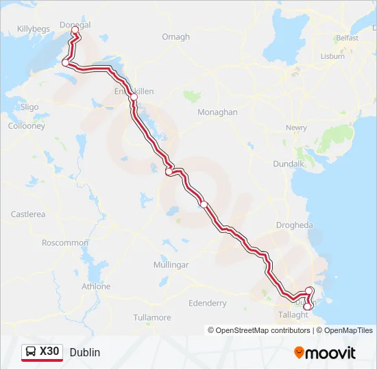 X30 Bus Line Map