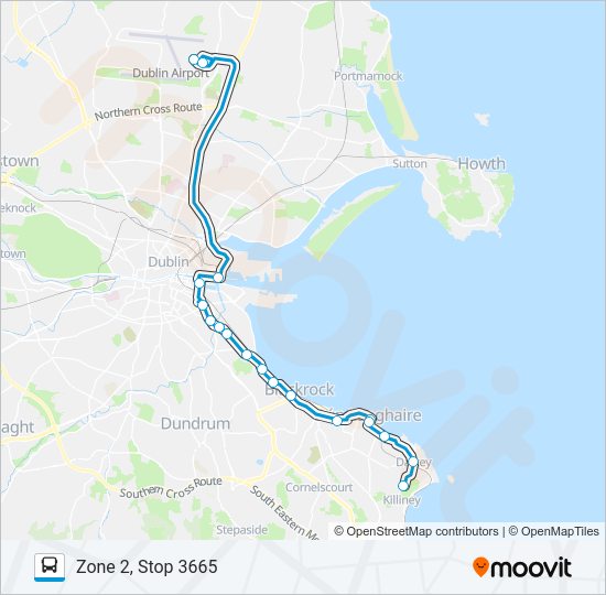 DUBLIN AIRPORT - KILLINEY (FITZPATRICK CASTLE HOTEL) Bus Line Map