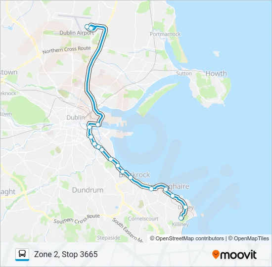 DUBLIN AIRPORT - KILLINEY (FITZPATRICK CASTLE HOTEL) Bus Line Map