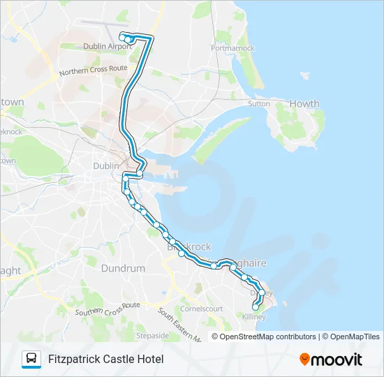 DUBLIN AIRPORT - KILLINEY (FITZPATRICK CASTLE HOTEL) Bus Line Map