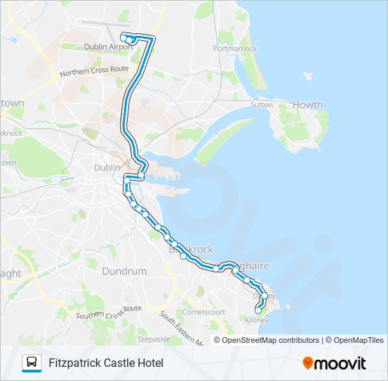 DUBLIN AIRPORT - KILLINEY (FITZPATRICK CASTLE HOTEL) bus Line Map