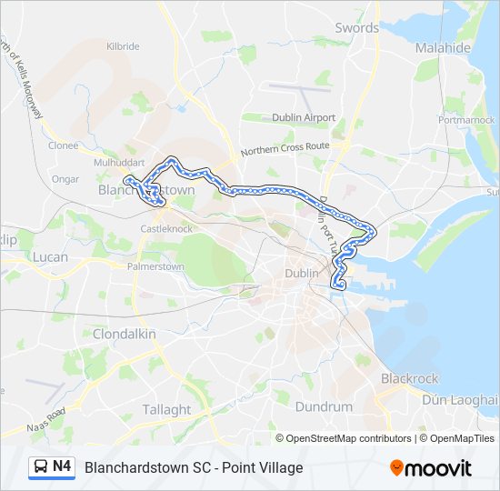 Plan de la ligne N4 de bus