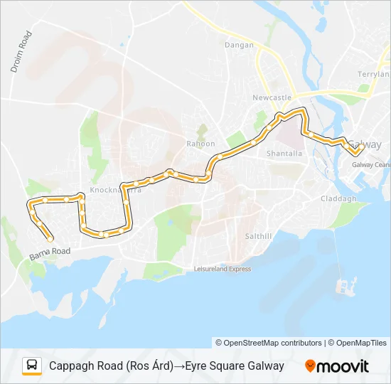 CAPPAGH ROAD (ROS ÁRD) - EYRE SQUARE GALWAY Bus Line Map