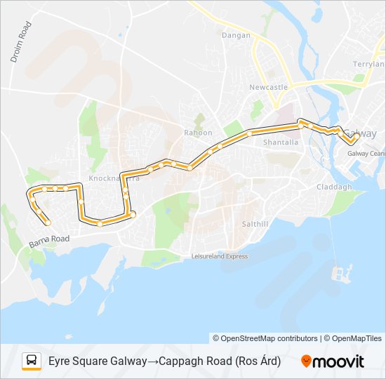 Plan de la ligne CAPPAGH ROAD (ROS ÁRD) - EYRE SQUARE GALWAY de 