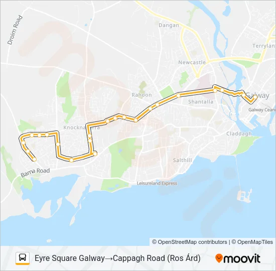 CAPPAGH ROAD (ROS ÁRD) - EYRE SQUARE GALWAY Bus Line Map