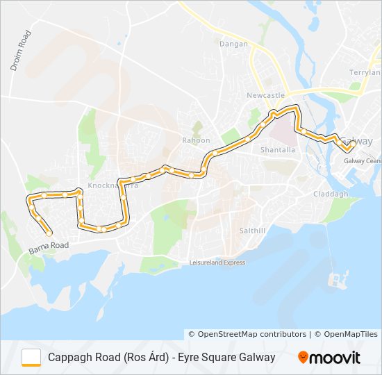CAPPAGH ROAD (ROS ÁRD) - EYRE SQUARE GALWAY bus Line Map