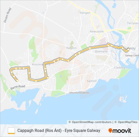 Plan de la ligne CAPPAGH ROAD (ROS ÁRD) - EYRE SQUARE GALWAY de bus