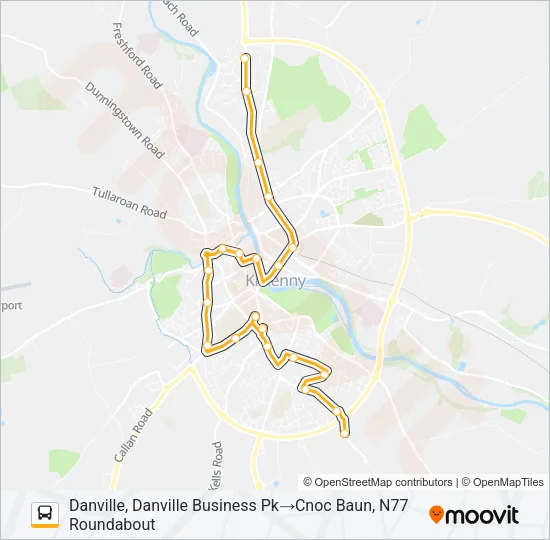 CNOC BAUN, N77 ROUNDABOUT - DANVILLE, DANVILLE BUSINESS PK Bus Line Map