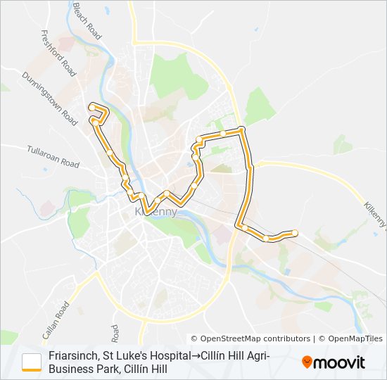 CILLÍN HILL AGRI-BUSINESS PARK, CILLÍN HILL - FRIARSINCH, ST LUKE'S HOSPITAL bus Line Map