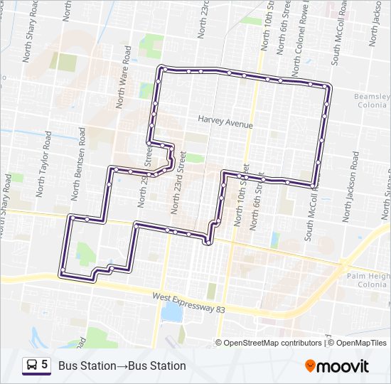 Mapa de 5 de autobús