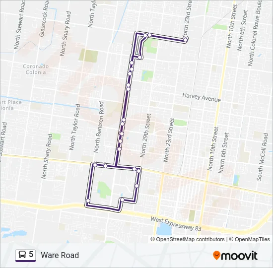 5 Bus Line Map