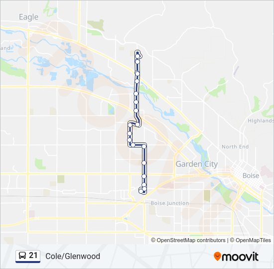 21 bus Line Map