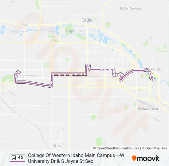 45 Bus Line Map