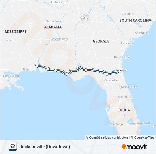 Ruta greyhound us0760: horarios, paradas y mapas - Jacksonville