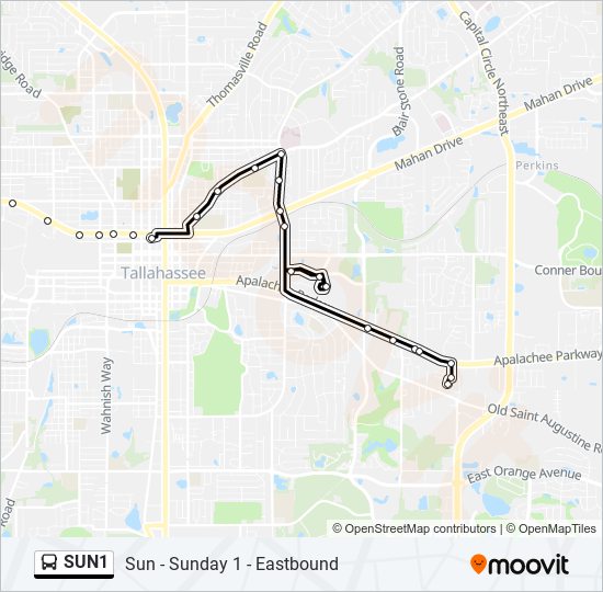 SUN1 Bus Line Map