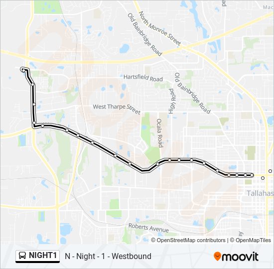 NIGHT1 Bus Line Map