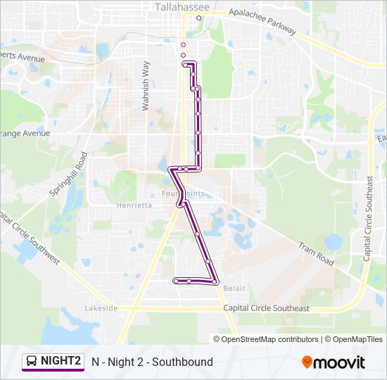 NIGHT2 Bus Line Map