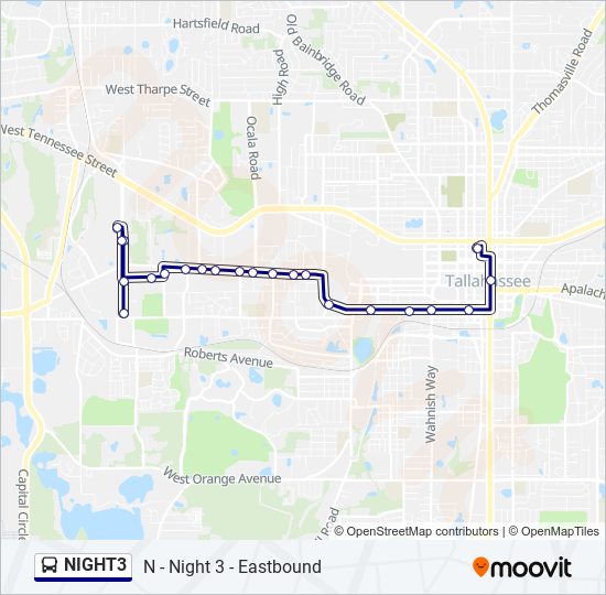 NIGHT3 Bus Line Map